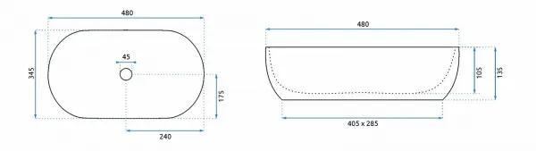 REA AMELIA 48x35 pultové umývadlo
