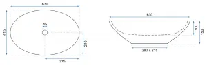 Keramické umývadlo na dosku Rea Olga 63,5x42 cm biele
