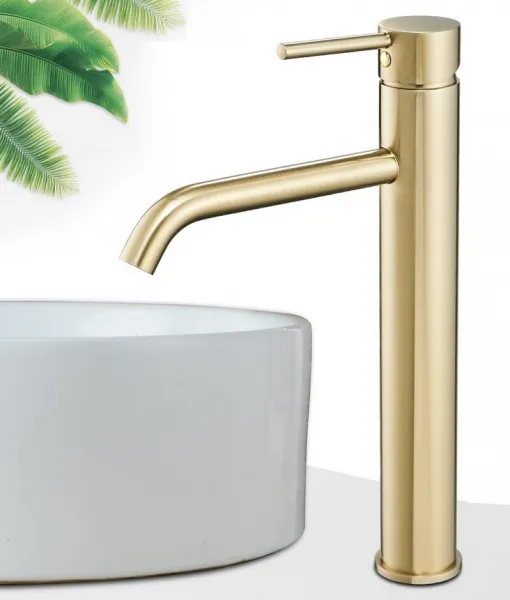REA LUNGO HIGH LIGHT GOLD umývadlová stojaca batéria
