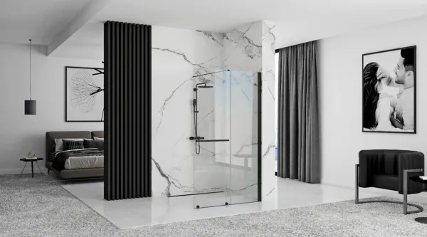 REA WALK-IN CORTIS BLACK 120 transparent
