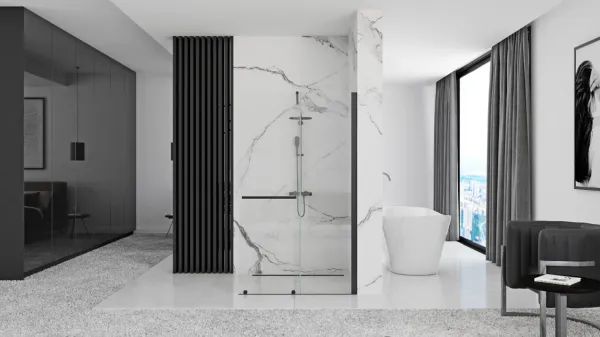 REA WALK-IN CORTIS BLACK 120 transparent