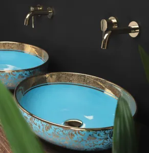 REA MARGOT 52x40 BLUE/GOLD pultové umývadlo