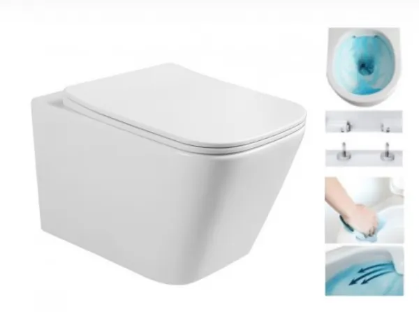 Závěsný WC set MEXEN TEO 34,5 cm s prkénkem SLIM bílý lesk