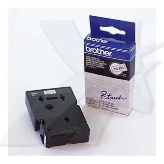 Brother TC-201, 12mm x 7,7m, čierna tlač / biely podklad, originálna páska