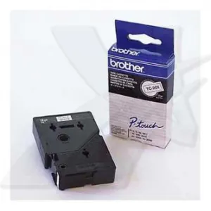 Brother TC-201, 12mm x 7,7m, čierna tlač / biely podklad, originálna páska