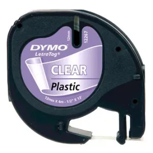 Dymo LetraTag 12267, S0721530, 12mm x 4m, čierna tlač/priehľadný podklad, originálna páska