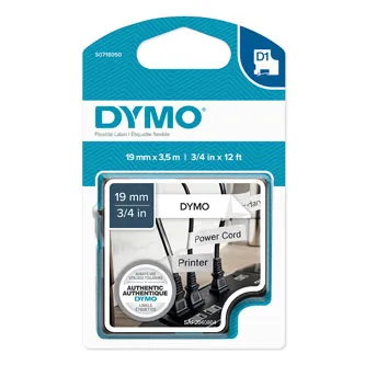Dymo originál páska do tlačiarne štítkov, Dymo, 16958, S0718050, čierny tlač/biely podklad, 3.5m, 19mm, D1 špeciálna - flexibilná 16958