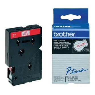 Brother TC-292, 9mm x 7,7m, červená tlač / biely podklad, originálna páska