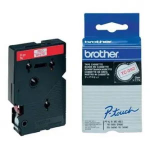 Brother TC-292, 9mm x 7,7m, červená tlač / biely podklad, originálna páska