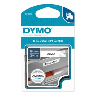 Dymo originál páska do tlačiarne štítkov, Dymo, 16960, S0718070, čierny tlač/biely podklad, 5.5m, 19mm, D1, špeciálna - permanentn 16960