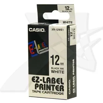 Casio XR-12WE1, 12mm x 8m, čierna tlač/biely podklad, originálna páska