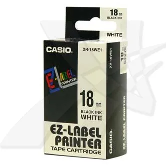 Casio XR-18WE1, 18mm x 8m, čierna tlač/biely podklad, originálna páska