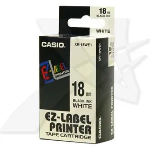Casio XR-18WE1, 18mm x 8m, čierna tlač/biely podklad, originálna páska