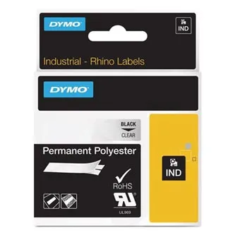 Dymo originál páska do tlačiarne štítkov, Dymo, 622290, čierny tlač/priehľadný podklad, 5.5m, 19mm, RHINO permanentná polyesterová 622290