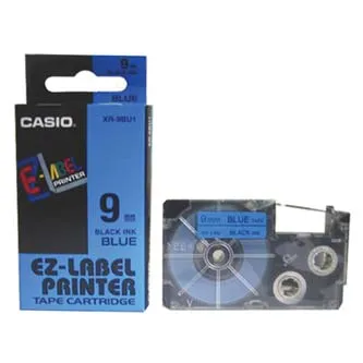 Casio XR-9BU1, 9mm x 8m, čierna tlač/modrý podklad, originálna páska