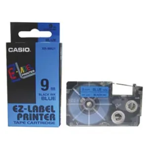 Casio XR-9BU1, 9mm x 8m, čierna tlač/modrý podklad, originálna páska
