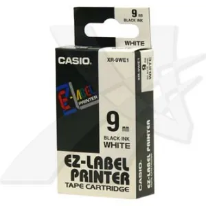 Casio XR-9WE1, 9mm x 8m, čierna tlač/biely podklad, originálna páska