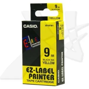Casio XR-9YW1, 9mm x 8m, čierna tlač/žltý podklad, originálna páska