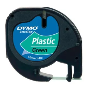 Dymo LetraTag 59425,S0721590 / 91204, S0721640, 12mm x 4 m, čierna tlač/zelený podklad, originálna páska