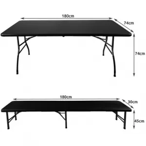 Skládací pivný set 180 CM STÔL + 2 LAVIČKY - ČIERNY