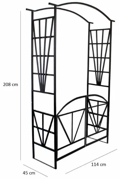 ZÁHRADNÁ PERGOLA S BRÁNOU 114 X 45 X 208 CM