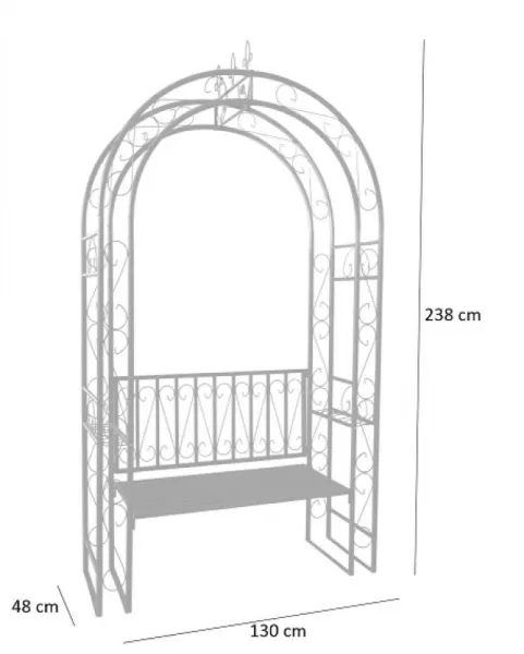 ZÁHRADNÁ PERGOLA S LAVIČKOU 130 X 48 X 238 CM