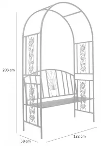 ZÁHRADNÁ PERGOLA S LAVIČKOU 122 X 58 X 203 CM
