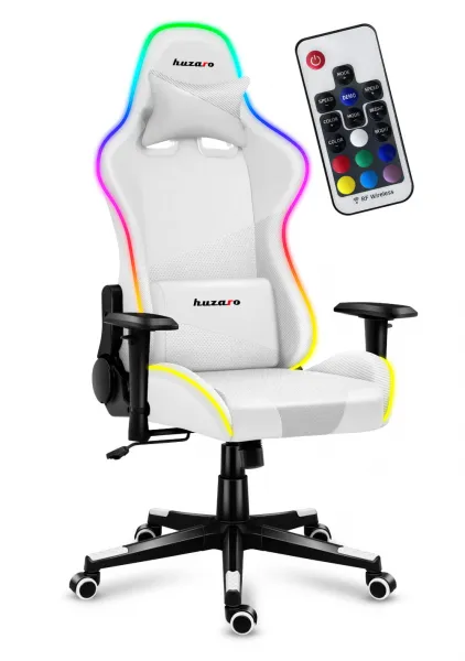 JAKS Herné kreslo polohovateľné otočné Huzaro Force 6.2 RGB biele