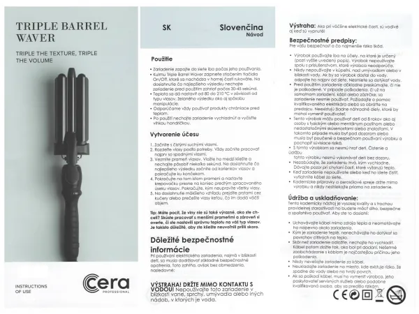 Cera Professional Kulma na vlasy Cera Tripple Barrel Waver - trojitá 2369