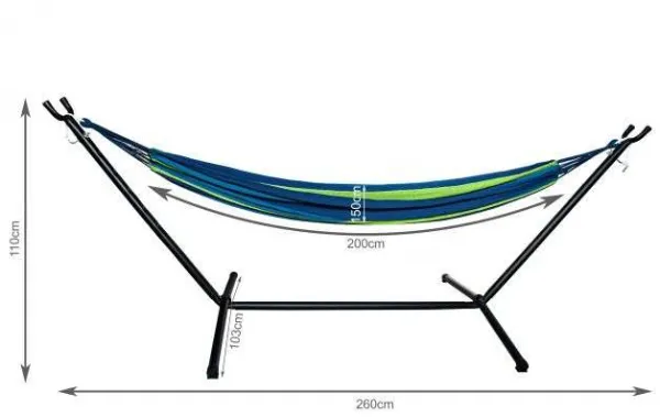 JAKS Hojdacia sieť so stojanom 200 x 150 cm modro zelená