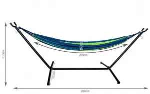 JAKS Hojdacia sieť so stojanom 200 x 150 cm modro zelená