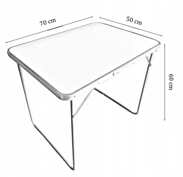 Skladací kempingový stôl 50 x 70 x 60 cm biely | jaks