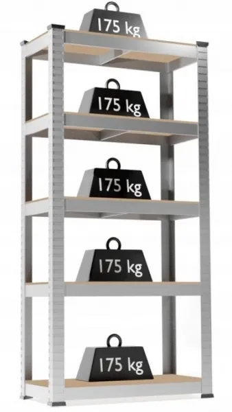 JAKS KOVOVÝ BEZSKRUTKOVÝ REGÁL POZINK 180x90x40 CM, NOSNOSŤ 875 KG GWI0878