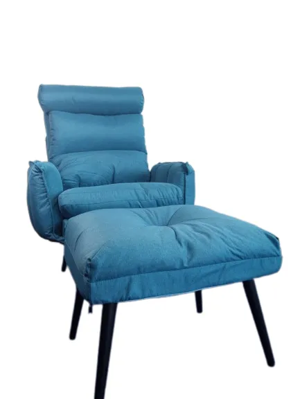 JAKS UŠIAK POLOHOVATEĽNÉ KRESLO S PODNOŽKOU S1988 MODRÉ