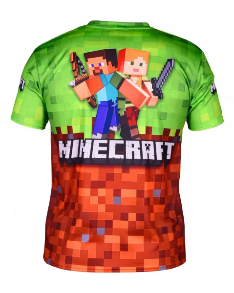 JAKS Detské tričko zeleno hnedé Minecraft Rozmery: 152