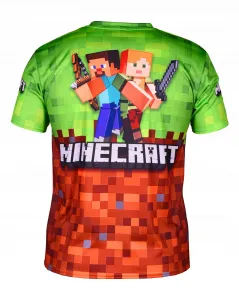 JAKS Detské tričko zeleno hnedé Minecraft Rozmery: 152