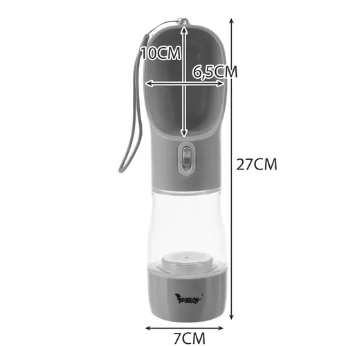 JAKS Fľaša pre psov 2v1 - 300 ml sivá