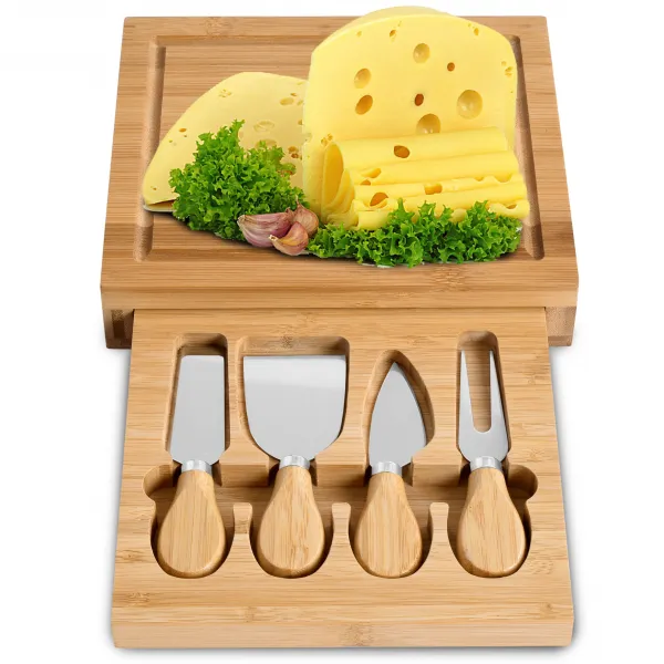 Bambusová doska na syr WARNA 22 cm + nože