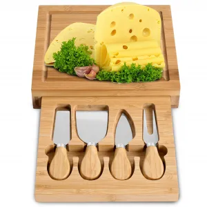 Bambusová doska na syr WARNA 22 cm + nože