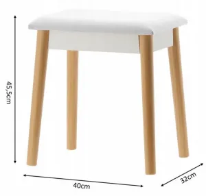 Biely retro toaletný stolík s okrúhlym zrkadlom a taburetkou 75842 Biela
