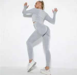 Legínovo Push-up biely set marble Veľkosť: M