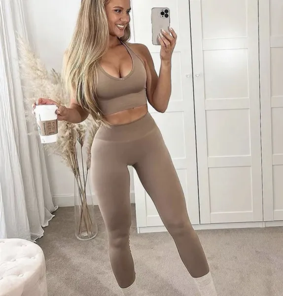 Legínovo Push-up hnedý set Evelyn Veľkosť: M