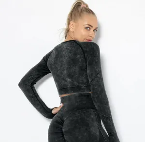 Legínovo Push-up čierny set marble Veľkosť: S