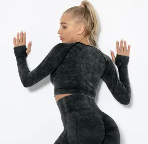 Legínovo Push-up čierny set marble Veľkosť: S