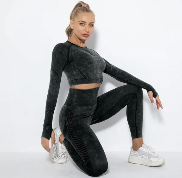 Legínovo Push-up čierny set marble Veľkosť: S
