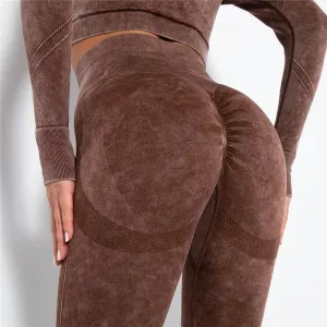 Legínovo Push-up hnedý set marble Veľkosť: M