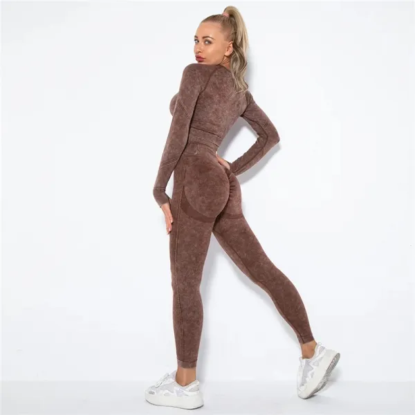 Legínovo Push-up hnedý set marble Veľkosť: M