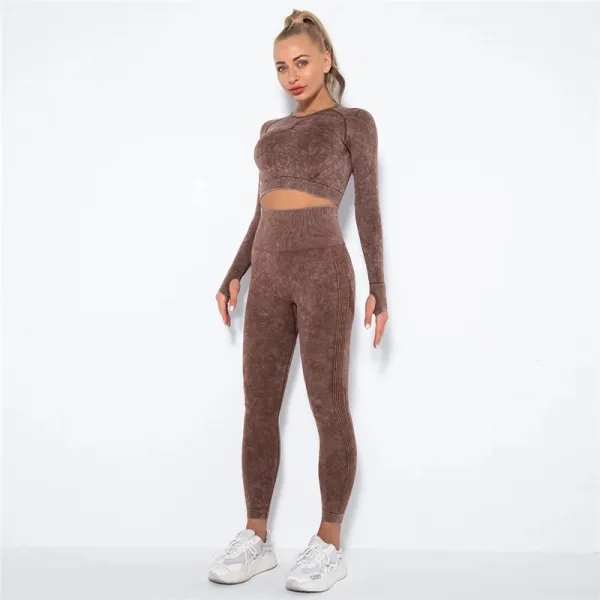 Legínovo Push-up hnedý set marble Veľkosť: M