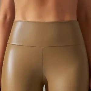 Legínovo Kožené push-up legíny hnedé Veľkosť: S