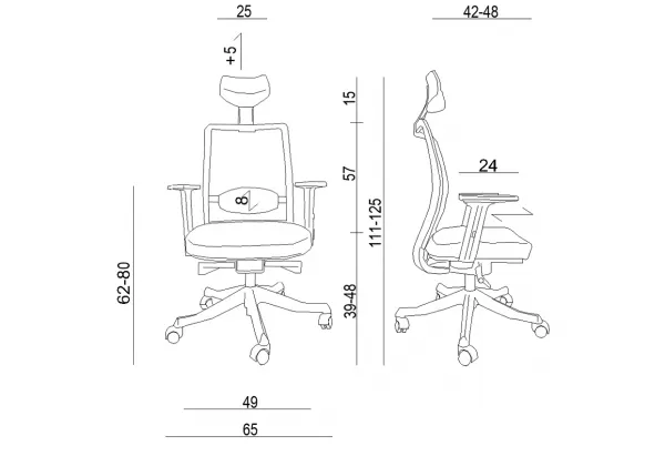 Ergonomická kancelárska stolička Argun Prevedenie: Bez hlav. opierky